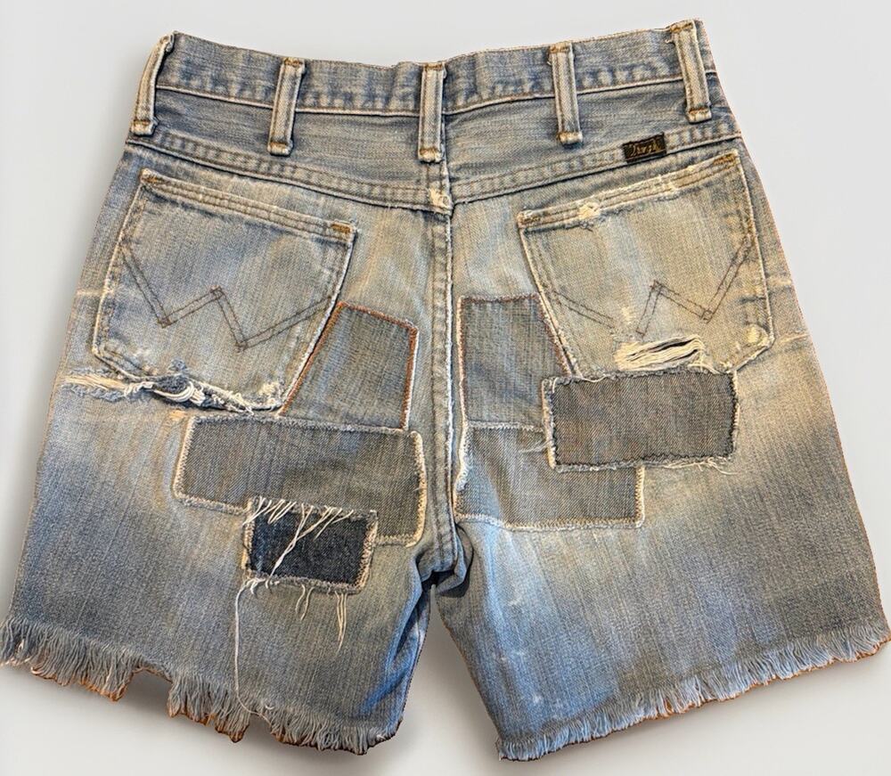 VTG Wrangler Cutoff Jean Shorts Women’s 25” 70s Distressed Patchwork Western